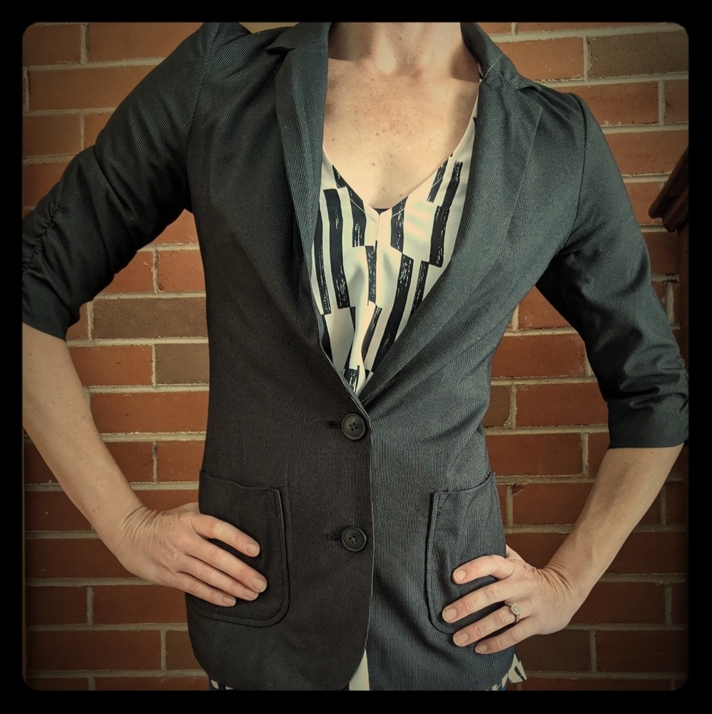 Grey pinstripe blazer